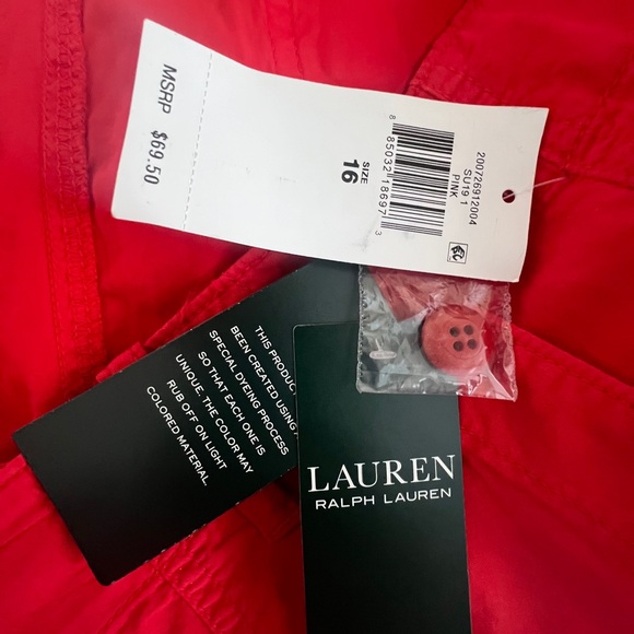 NWT! 🔥 Ralph Lauren Red Cargo Shorts Cotton Twill Cuffed - Picture 4 of 10